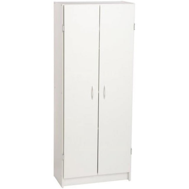 Closetmaid Armoire Utilitaire Garde-Manger Blanc 8967, une Armoire Autoportante de Garde-Manger en Bois Manufacturé avec une Finition Stratifiée Blanche. Comprend des Portes Doubles de Style Français avec des Poignées Blanches Élégantes, Deux Tablettes Fixes et Deux Tablettes Ajustables pour un Rangement Personnalisable. Idéal pour Organiser des Articles de Cuisine, de Buanderie Ou de Salle Utilitaire comme des Aliments en Conserve, des Fournitures de Nettoyage Ou du Linge. Dimensions Sont 12.50 x 24.00 x 59.50 Pouces. Facile à Assembler avec instructions Incluses.