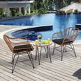 thumbnail image 3 of Costway 3PCS Patio Rattan Bistro Set Coffee Table Armchair Garden Black Cushion, 3 of 10