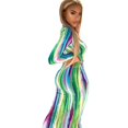 thumbnail image 1 of Tralilbee Robe à Rayures Colorées pour Femme Grande Taille, Design Mode, Nouvelle Robe Moulante Aguichant à Manches Longues et Col en V, Tenue Décontractée pour Fête, Coupe Ajustée, Longue, Fête, 1 of 3