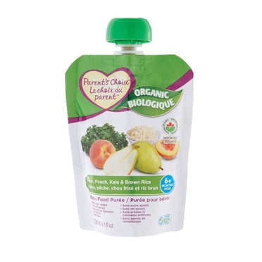 Parent's Choice Organic Pear, Peach, Kale & Brown Rice Baby Food Purée