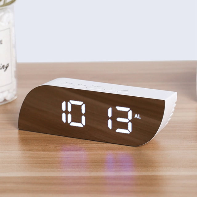 COFEST Horloge Numérique Grand Affichage, Alarme LED Réveils Électriques Surface pour Maquillage avec Mode de Gradation Blanc