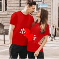 thumbnail image 4 of T-shirts à Manches Courtes pour Couples Assortis Imprimé Cœur de la Saint-Valentin Mode Décontractée Col Rond T-Shirt Ample Confortable Confortable Doux T-Shirt de Base pour Lui et Elle Vêtements de Vacances Rouge P, 4 of 6