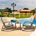 thumbnail image 3 of Costway 3PCS Patio Rattan Rocking Chair Table Furniture Set Yard Cushion Gray, 3 of 10