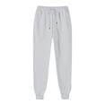 thumbnail image 2 of Sentmoon Summer Pants Oversized Drawstring Elastic Waist Womens Athletic Pants Loose Cuffed Hem Solid Color Breathable Track Pants Fall Stylish for Vacation Trip Gray M, 2 of 7