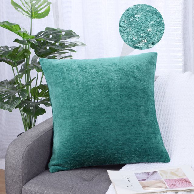 PiccoCasa Soft Water Repellent Throw Pillow Covers Peacock Blue 18x18 Inch