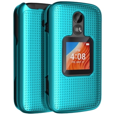 Case for Alcatel TCL Flip 2 Phone (2022), NakedcellPhone [Grid Texture] Slim Hard Shell Protector Cover for T408DL / TFALT408DCP - Teal Mint