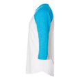 thumbnail image 3 of T-shirt Raglan à Manches Trois-Quarts 5050, XS, Bleu Chiné Blanc, 3 of 4