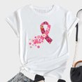 thumbnail image 1 of TIMIFIS T-Shirt Ruban Rose de Sensibilisation au Cancer du Sein pour Femmes T-Shirts Cancer du Sein Été Ample Imprimé Col Rond T-Shirt Manches Courtes Blouse Décontractée Automne/hiver, 1 of 5