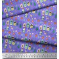 thumbnail image 3 of Soimoi Purple polyester Crepe Fabric Owl & Tree Christmas Printed Fabric 1 Yard 42 Inch Wide, 3 of 5