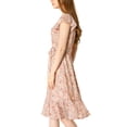 thumbnail image 2 of INSPIRE CHIC Junior's Boho Flutter Sleeve Belted Square Neck Ruffled Hem Midi Dress, 2 of 6