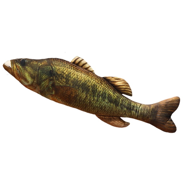 Q-762 Green A Bass Fish Plush Toy 40Cm Cotton Material Soft Simulation Doll For Children Decor Playtime Fun