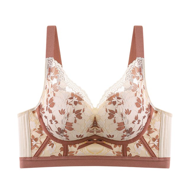 XZNGL Women Ethnic Style Comfortable Without Steel Rings Characteristic Pattern Magnetic Small Chest Collection Underwear Desire Sexy Bra