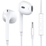 3.5mm Audio Jack Headphones Earphones with Volume Buttons & Microphone Compatible for iPhone 5 5S SE 6 6S Plus