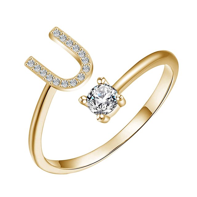 QIPOPIQ Clearance Rings Exquisite Fashion 26 English Alphabet Style Ring Letter Fashion Copper Ring Gifts for Her