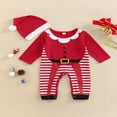 thumbnail image 2 of Ensemble de Combinaison de Noël Bébé Manches Longues Col Rond Patchwork Rayé Pied/sans Pieds avec Chapeau, 2 of 9