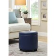 thumbnail image 1 of Designs4Comfort Round Accent Storage Ottoman in Blue Faux Leather Fabric, 1 of 10