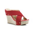 thumbnail image 1 of BLISSFUL STEP Women's Linen Platform Slide Wedge Open Toe Sandals, 1 of 7