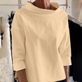thumbnail image 2 of Timegard Womens Tops Half High Collar Long Sleeve Loose Fitting Shirts BlousesSolid Color Fall Fashion, 2 of 6