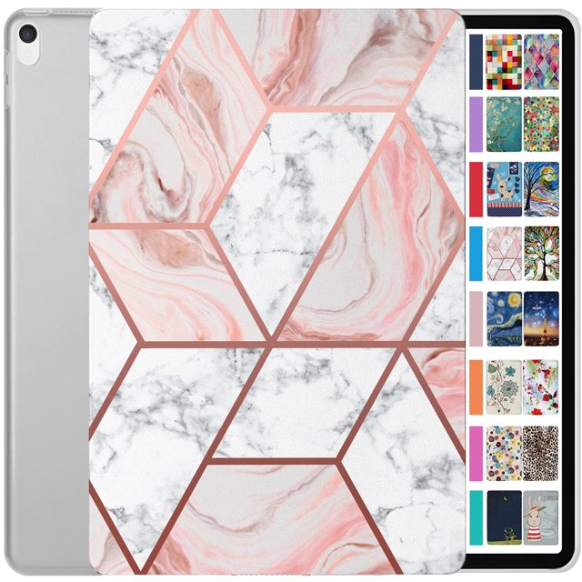 iPad Pro 12.9 2e Gén. 2017 Étui Rigide Imprimé A1670 MQDC2LL/A MQDD2LL/A MQDA2LL/A A1671 MP6H2LL/A MP6J2LL/A MP6G2LL/A MPL02LL/A MPL12LL/A MPKY2LL/A A1821 MQEF2LL/A MQEK2LL/A - Marbre Rose