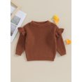 thumbnail image 2 of Gupgi Toddler Girl Sweaters 3M 6M 9M 12M 18M 2Y 3Y Baby Ruffle Long Sleeve Solid Color Knit Pullover Fall Winter Loose Tops, 2 of 8