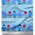 thumbnail image 1 of Soimoi Blue polyester Crepe Fabric Monster Cartoon Printed Craft Fabric by the Yard 42 Inch Wide, 1 of 3