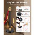 thumbnail image 4 of VEVOR 6 Pcs Stanchion Post with 4 Red Velvet Ropes & Sand Injection Hollow Base, 4 of 9