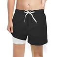 thumbnail image 1 of Boys Fashion Swim Trunks With Compression Liner Stretch Swim Shorts Black 7T/7 Y—, 1 of 3