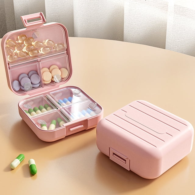 EGNMCR Daily Organizer 7 Compartments Portable Proof Small Case For Pocket Purse Travel Box Portable Vitamin Fish Oil Container material compartment storage