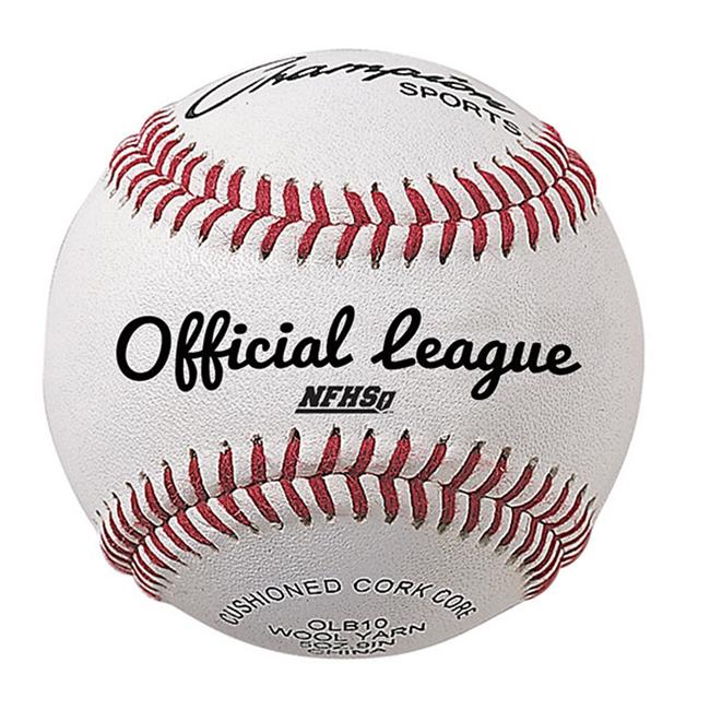 Champion Sports OLB10 3 Po NFHS Cuir Ligue Officielle de Baseball, Blanc et Rouge - Lot de 12