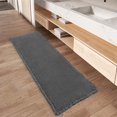 thumbnail image 4 of Waffle Bath Runner, Upgraded Waffle Runner Rug, Non Slip Washable Drying Boho Bathroom Bath Mat with Tassels for Hallway Shower Entry Farmhouse Home Decor, Double-Sided Use (Black, 24*36in), 4 of 8