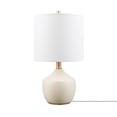thumbnail image 1 of Novogratz x Globe 16" Cream Finish Concrete Textured Ceramic Table Lamp with White Linen Shade, 1 of 6
