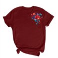 thumbnail image 4 of Pisexur Hauts de Printemps pour Femmes 2025, Hauts pour Femmes, Hauts de Sortie pour Femmes, Hauts pour Dames Mode Imprimé Manches Courtes Chemisier Amusant Col Rond T-Shirt Vin, TG, 4 of 5