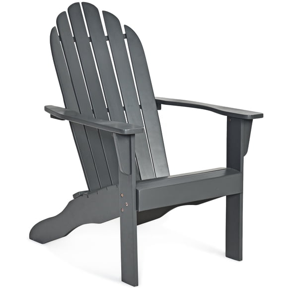 Costway Outdoor Adirondack Chair Solid Wood tough Patio Garden Deck Furniture Gray