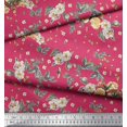 thumbnail image 2 of Soimoi polyester Crepe Fabric Leaves,Moth & Magnolia Floral Decor Fabric Printed Yard 42 Inch Wide, 2 of 3