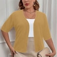 thumbnail image 1 of CFLVAEK Fall Cardigan Sweaters for Plus Size Women Casual Short Sleeve Open Front Shrugs Soft Solid Color Cropped Boleros Lightweight Cardigans Cover Ups Khaki XXXXXL, 1 of 7