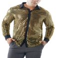 thumbnail image 3 of Chemise à Sequins Printemps Automne pour Hommes Manches Longues Col Rabattu Chemise à Pois, 3 of 6
