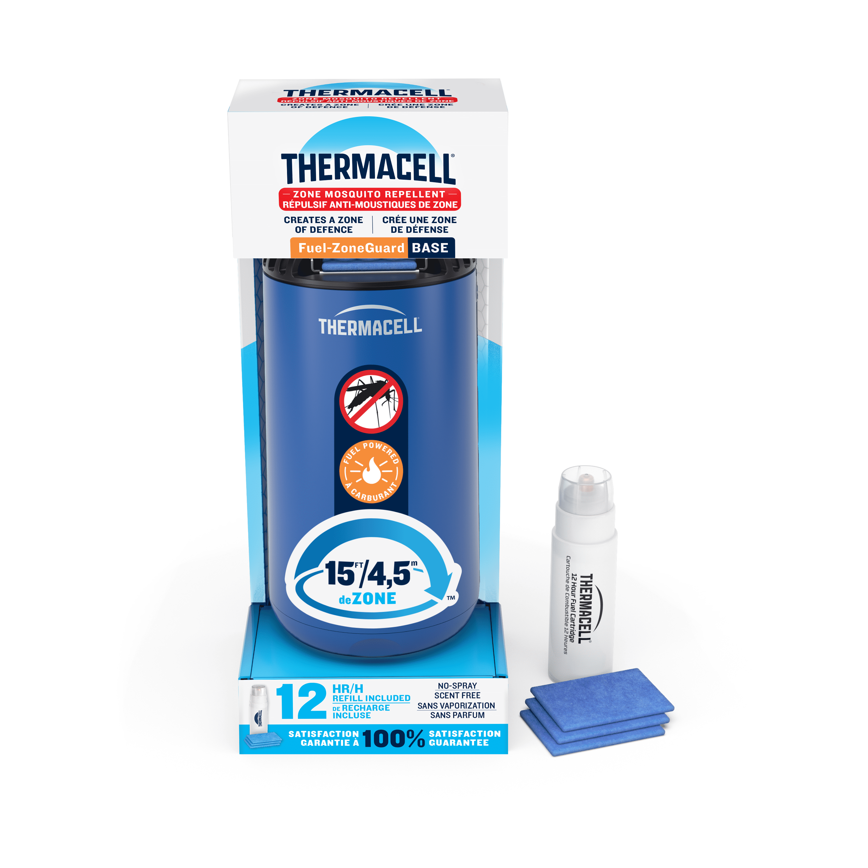 Thermacell Répulsif à moustiques alimenté par combustible Fuel‑ZoneGuard Base avec recharge de 12 heures