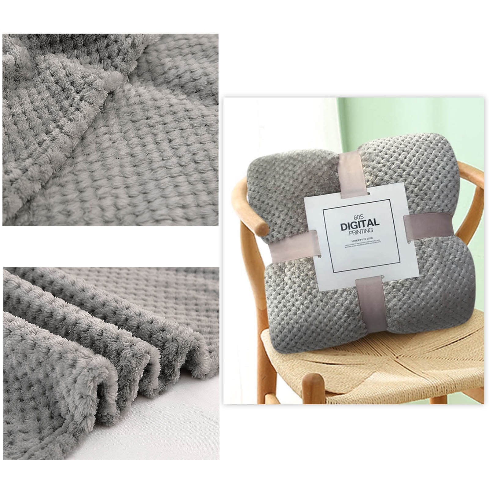 Aodebiao Large Plaid Fleece Blanket - 59x39 Inch Soft Warm Flannel Throw for Couch, Bed & Camping - Reversible Breathable Blanket (3 Sizes) - Machine Washable