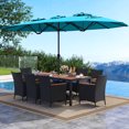 thumbnail image 2 of Costway 11 PCS Patio Wicker Dining Set with Double-Sided Outdoor Umbrella 8 Stackable Chairs, 2 of 9