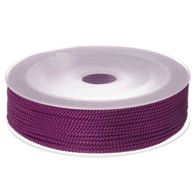 Unique Bargains Twisted Nylon Twine Thread Beading Cord 1.5mm 20M/65 Feet Extra Strong Braided Nylon String, Dark Magenta