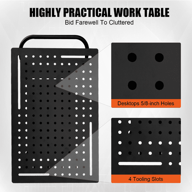 Kojooin Welding Table with Wheels, Storage and Pegboard, Heavy Duty Steel Mobile Welding Bench for Garage Workshop