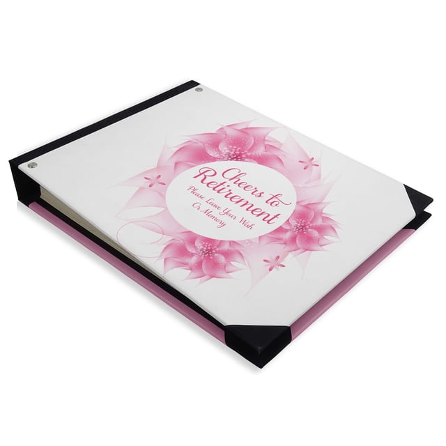 Darling Souvenir White Floral Frame Retirement PartyGuestbookHardbound Cover Personalized Printed Keepsake MemoryGuestRegistry-9 x 12 Inches