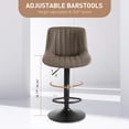 thumbnail image 4 of PU Leather Modern Bar Stools Set of 2, Adjustable Swivel Counter Height Barstools with Back and Footrest, Armless Kitchen Island Stool Dining Chairs, Sturdy Base Dia 41cm, Brown, 4 of 9