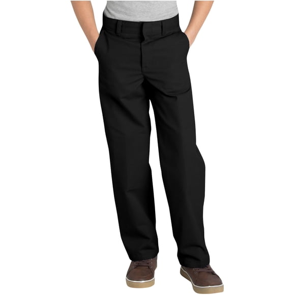 Dickies Boys Classic Fit Straight Leg Flat Front Pants, 8-20, 14, Black