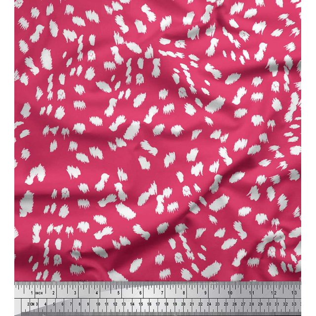 Soimoi Pink Poly Georgette Fabric Cow Animal Skin Printed Fabric 1 Yard 52 Inch Wide