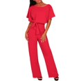 thumbnail image 1 of Combinaison pour Femmes Combinaison Droite Tenue de Boîte de Nuit pour Femmes Jambe Courte Combinaison Ceinturée avec Manches, 1 of 9