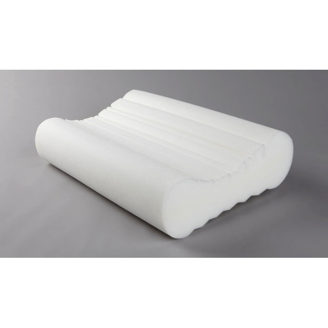 Orthowave™ Anti-Snore Pillow made of white Pillow Soft foam with ergonomic cervical contours for neck and spine support, shown in a 3/4 angled view on a gray background, designed to reduce snoring and promote healthy sleep posture for back and side sleepers.