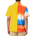 thumbnail image 3 of INSPIRE CHIC Men's Printed Button Down Short Sleeve Pocket Patchwork Shirts S Yellow, 3 of 6