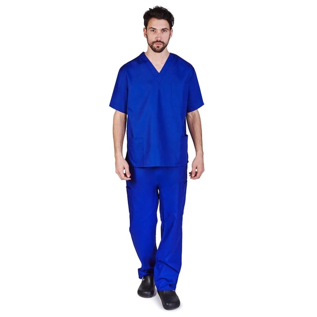 M&M SCRUBS Men's Scrub Set Medical Scrub Top and Pants