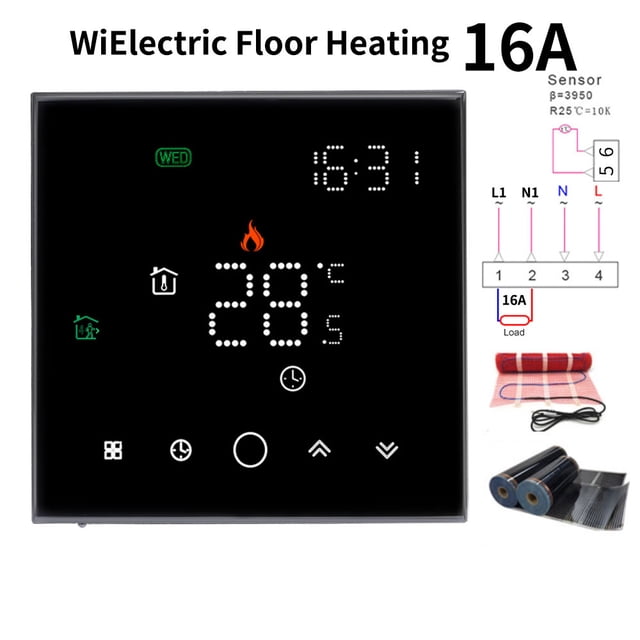 APP WiFi Smart Thermostat, Electric Floor Heating/ Water/Gas Boiler Temperature Remote Controller Temperature Controller ,Easy to Install